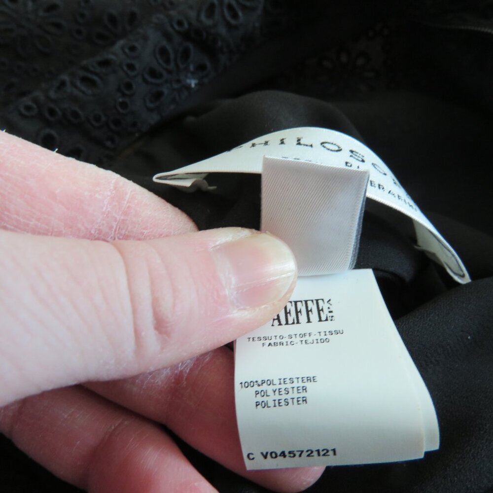 PHILOSOPHY DI LORENZO SERAFINI Broderie Anglaise Lace Ruffle Tiered Black Dress - Picture 5 of 15